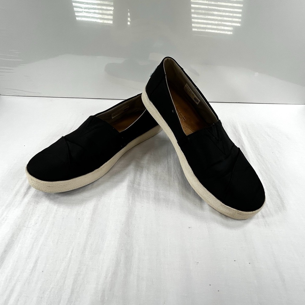 TOMS Women's Canvas Slip On Casual Shoes Black Comfort Flats US 7